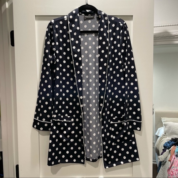 Something Navy polkadot sleep blazer robe - Picture 2 of 4